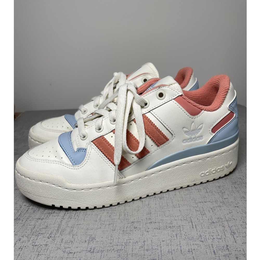 Adidas Forum Bold Low Shoes White Pink Blue Platform Sneakers Womens 9